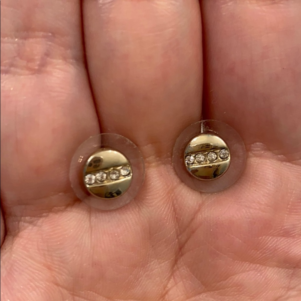 Gold tone and crystal stud earrings